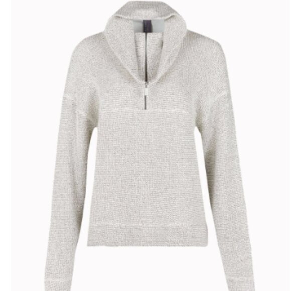 Sweaty Betty Women's Restful Boucle Half Zip Sweatshirt Light Gray Size 4-6 | - Picture 2 of 10